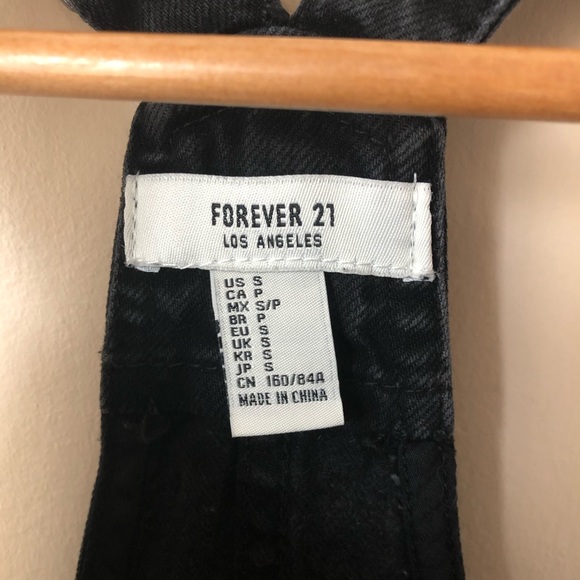 forever 21 black denim overalls dress - Picture 2 of 3